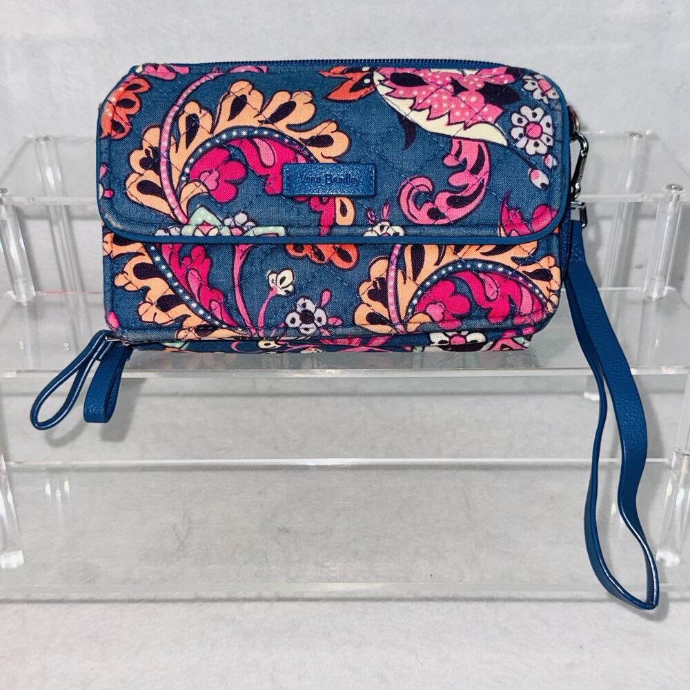 Vera Bradley RFID Wallet Clutch Wristlet Haymarket Paisley Detachable Strap